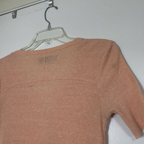 Free People FP beach button down pink peach ribbed dress size Small - Picture 5 of 6